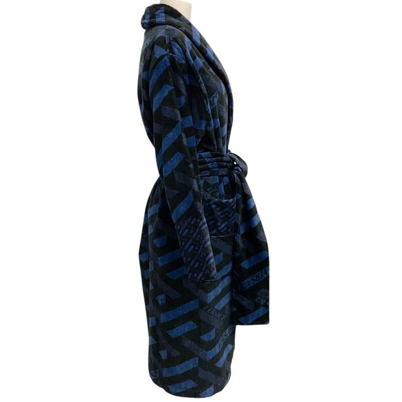Versace Blue / Black Logo Bathrobe - Picture 2 of 4